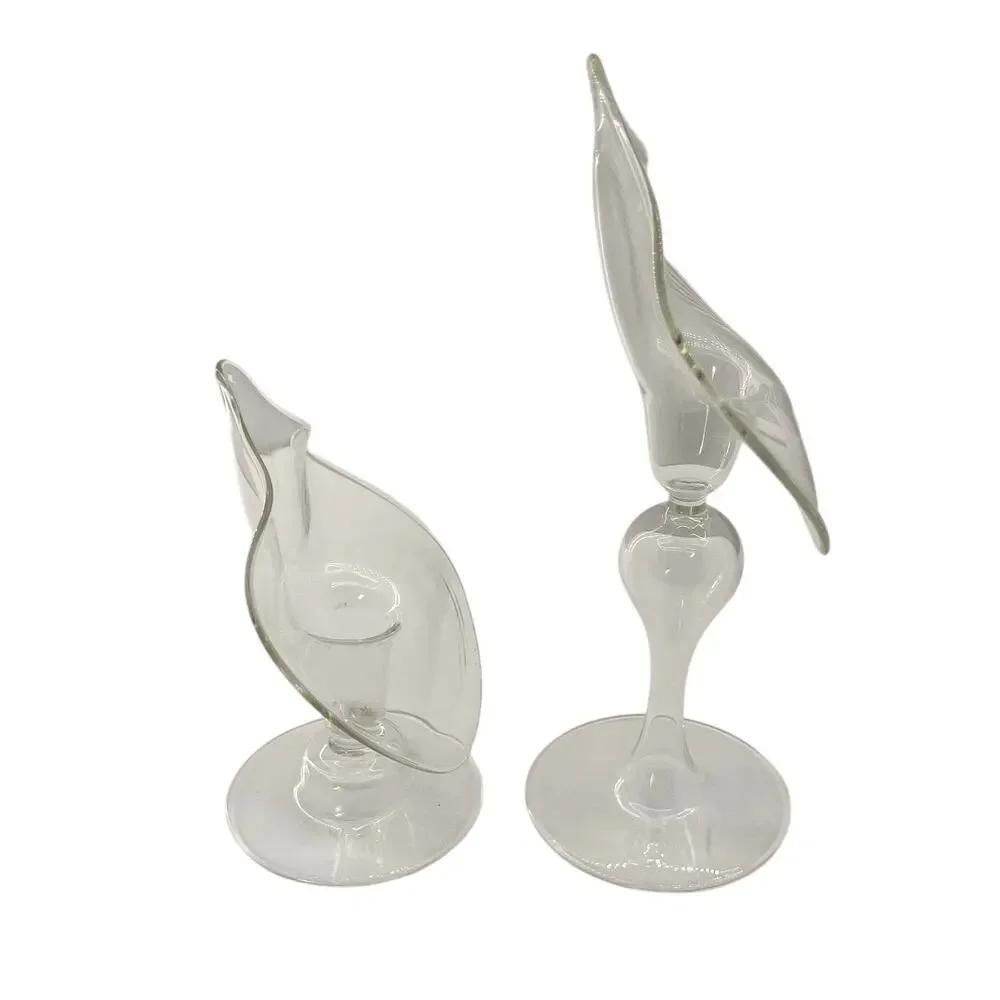 Vintage Jack in the Pulpit Calla Lily Candle Holders Glass Mid Century Modern
